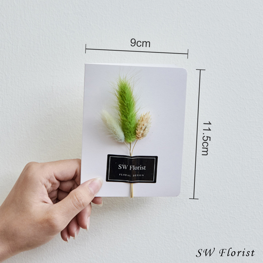 ｜手作乾燥花卡片 簡約風 翠綠色 文創小物｜