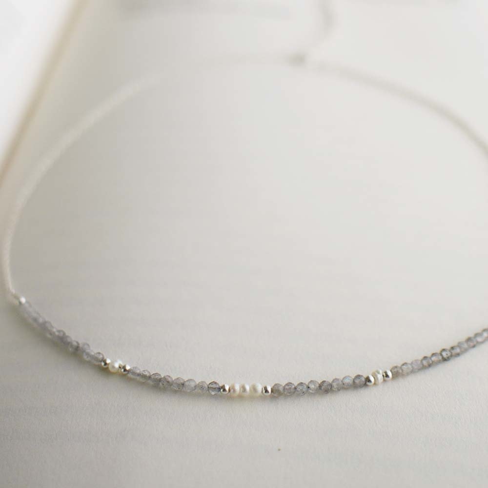 拉長石珍珠純銀項鍊/SN870