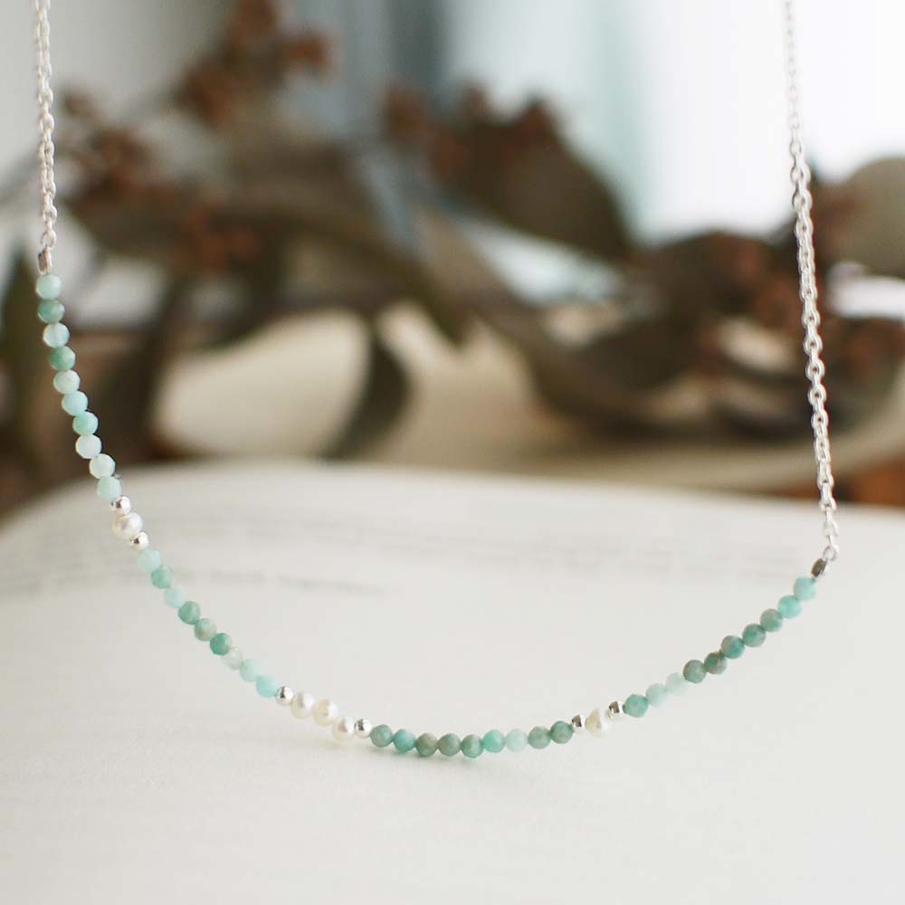 天河石珍珠純銀項鍊/SN873