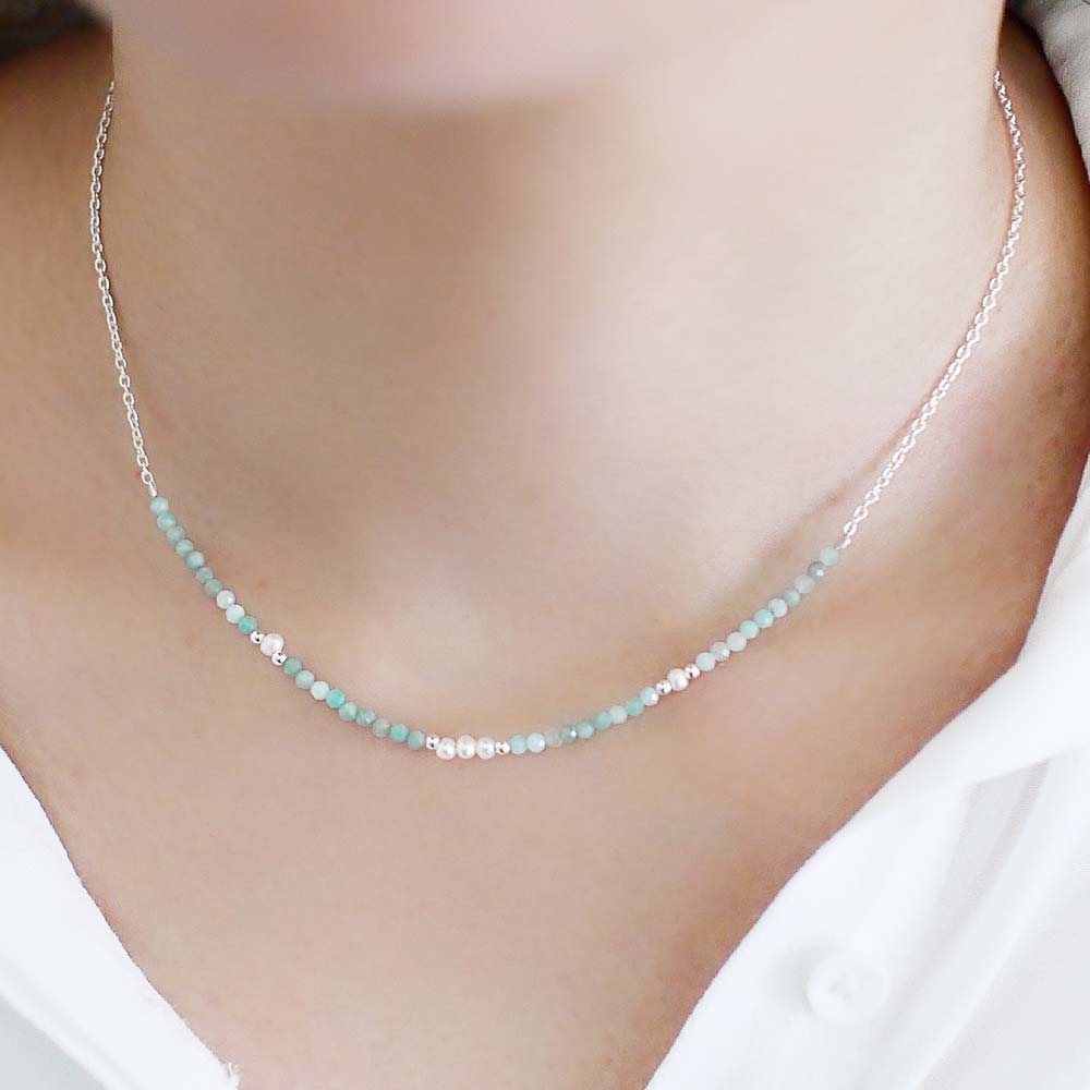 天河石珍珠純銀項鍊/SN873