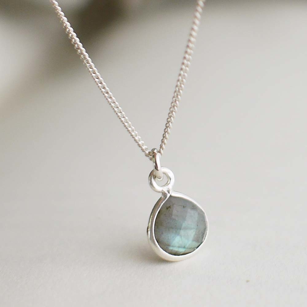 純粹拉長石原礦純銀項鍊/SN871