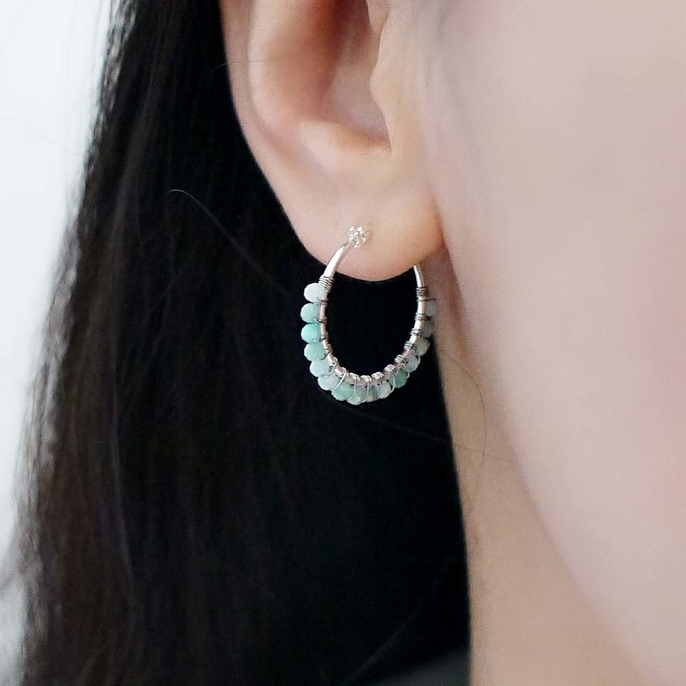 天河石圓圈純銀耳環/SE803