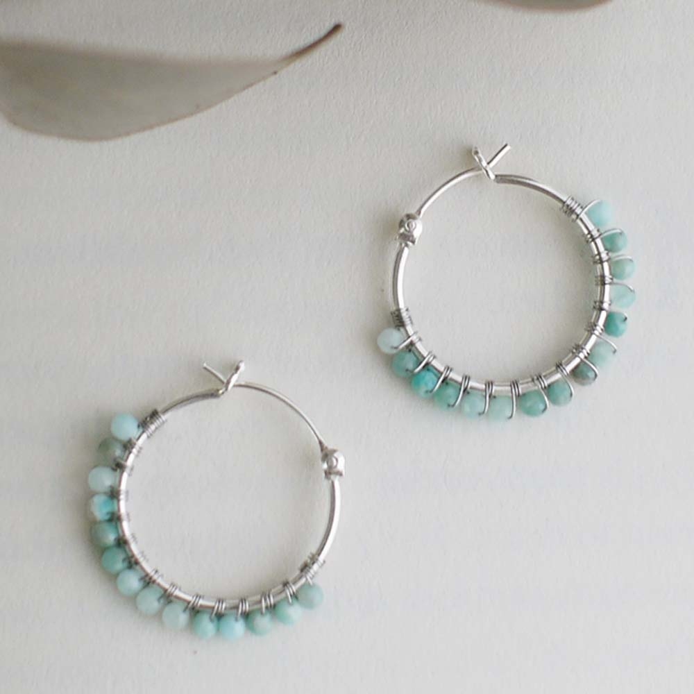 天河石圓圈純銀耳環/SE803