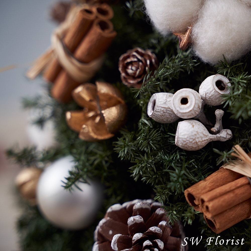 ｜聖誕節禮物 乾燥花 不凋花 聖誕樹 冬季浪漫 不凋雪松｜松毬果 銀聖誕球