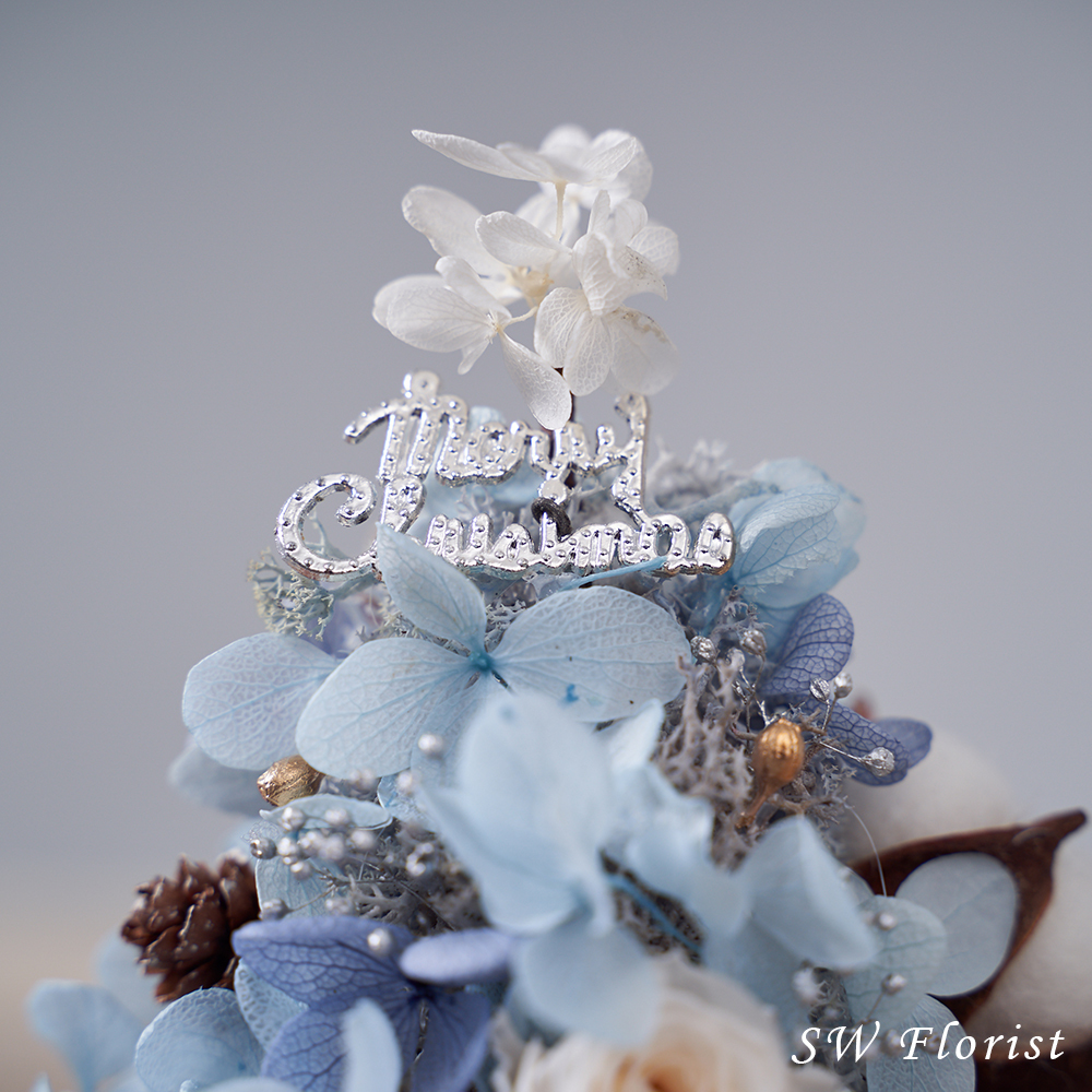 ｜聖誕節禮物 乾燥花 不凋花 聖誕樹 朦朧氛圍 浪漫藍｜