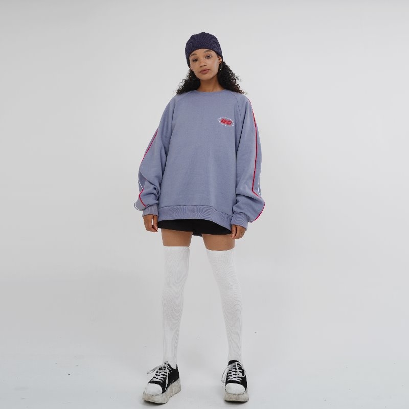 Crossdressly DUAL PIPING SWEATSHIRTS_MELANGE BLUE