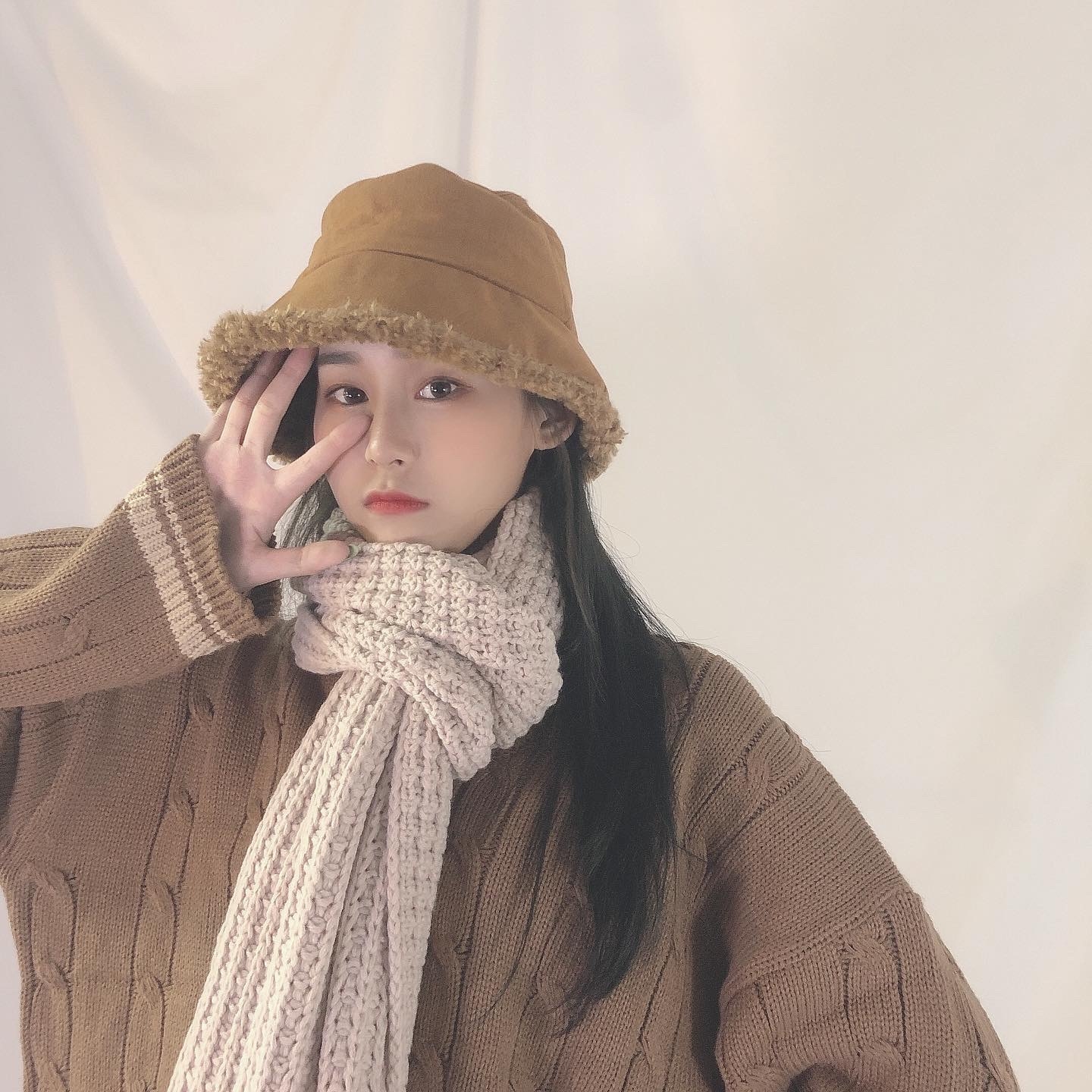 麂皮毛毛漁夫帽/四色