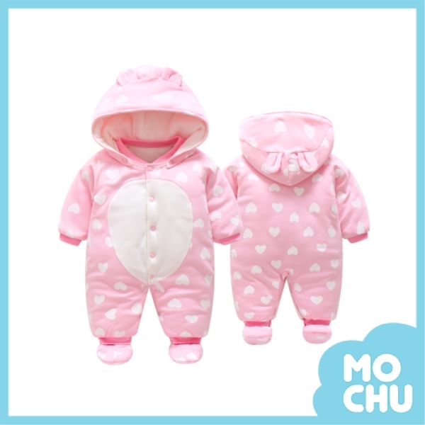 粉紅愛心小熊包屁衣(加厚款)