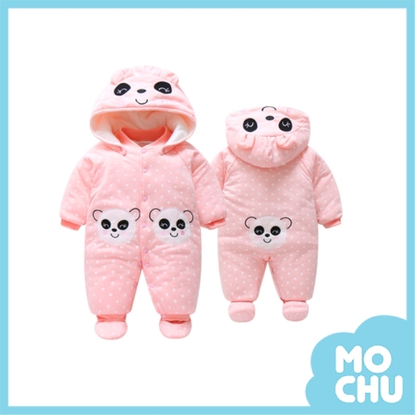 粉紅黑眼圈熊包屁衣(加厚款)