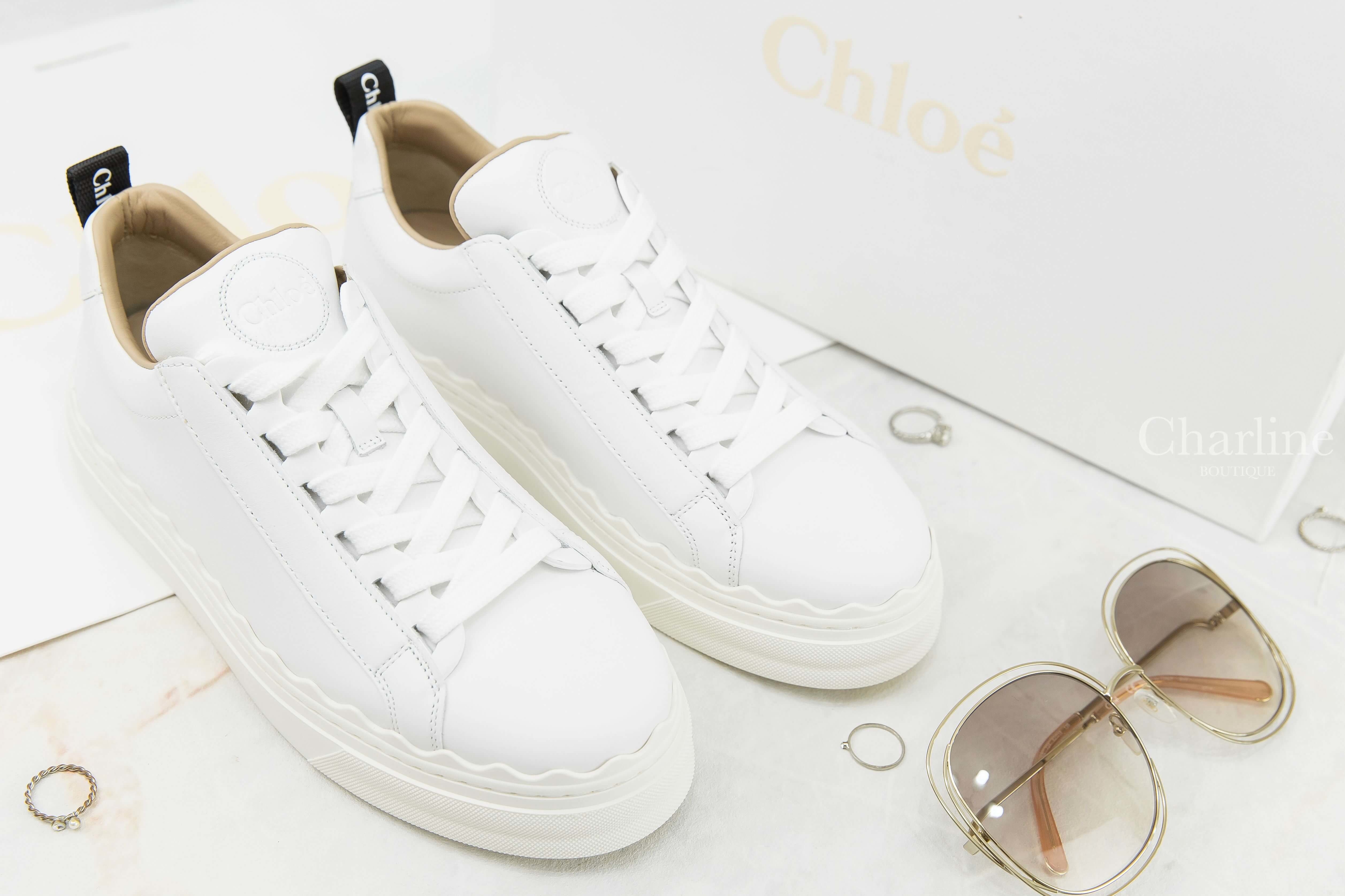 Chloe Lauren Sneaker 白色波浪邊飾黑尾運動鞋