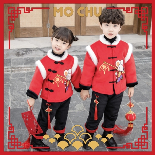 (130cm現貨)福氣鼠加絨新年套裝-兩款
