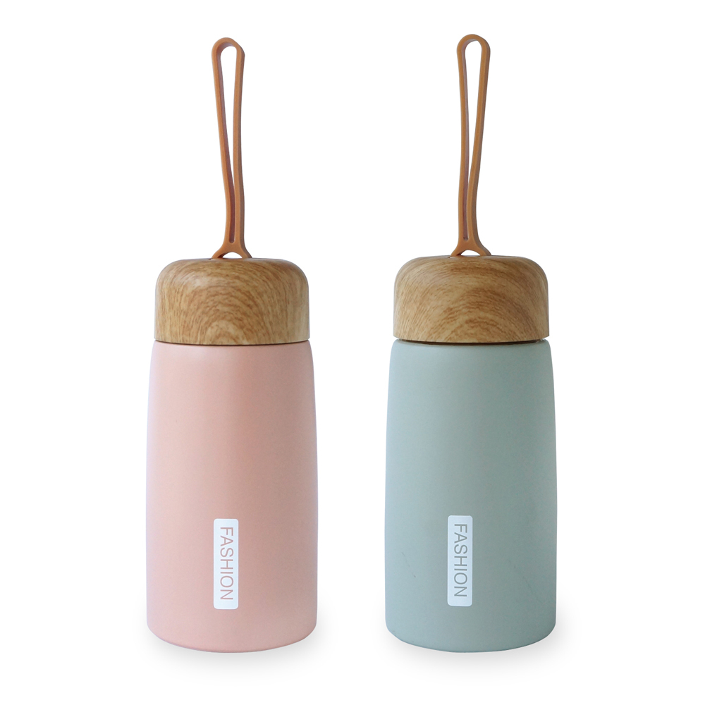 木紋蓋不鏽鋼保溫瓶(附提把) 260ML