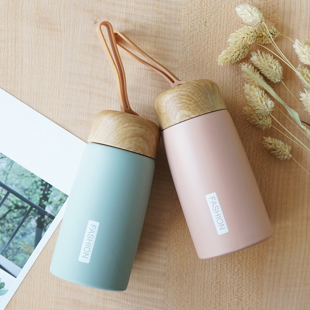 木紋蓋不鏽鋼保溫瓶(附提把) 260ML