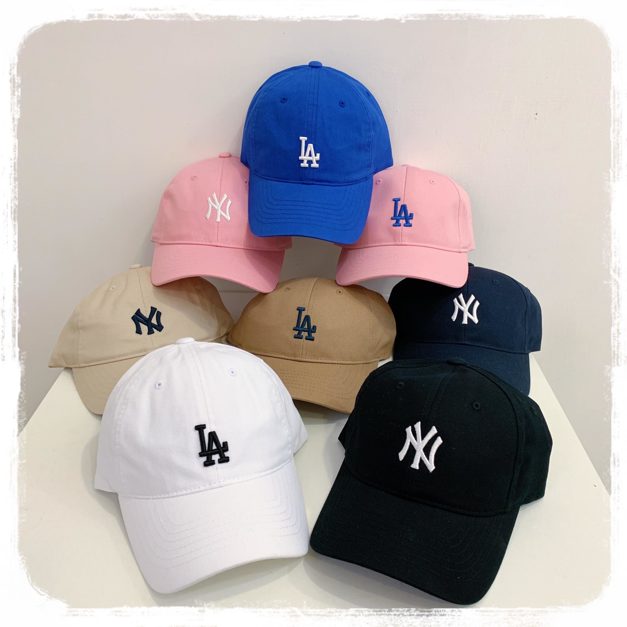 MLB NY LOGO CAP 帽子粉紅軍綠黑白