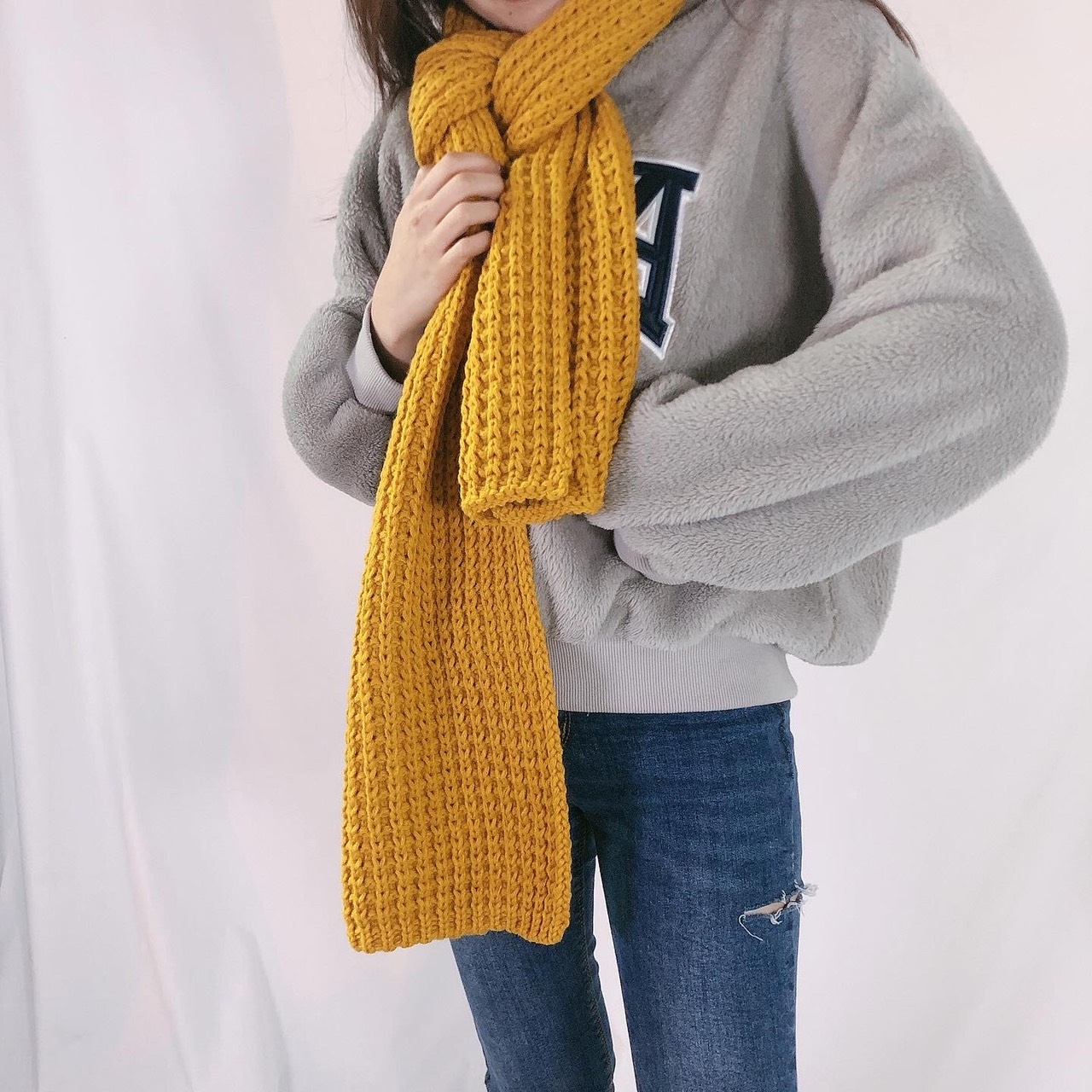 手勾針織圍巾/六色