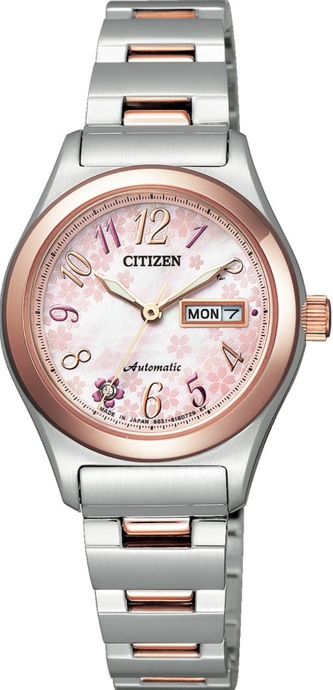 萬年鐘錶 - Citizen 星辰錶  櫻花版套組 機械 女錶 套組  PD7164-84W   錶徑27MM