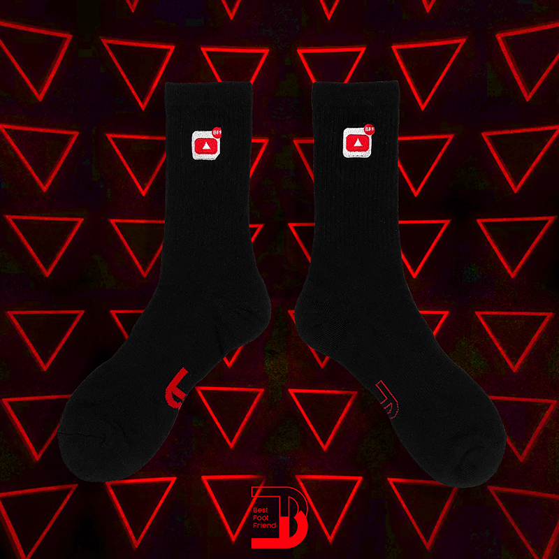 YouTube小圖襪_黑色_BF190008