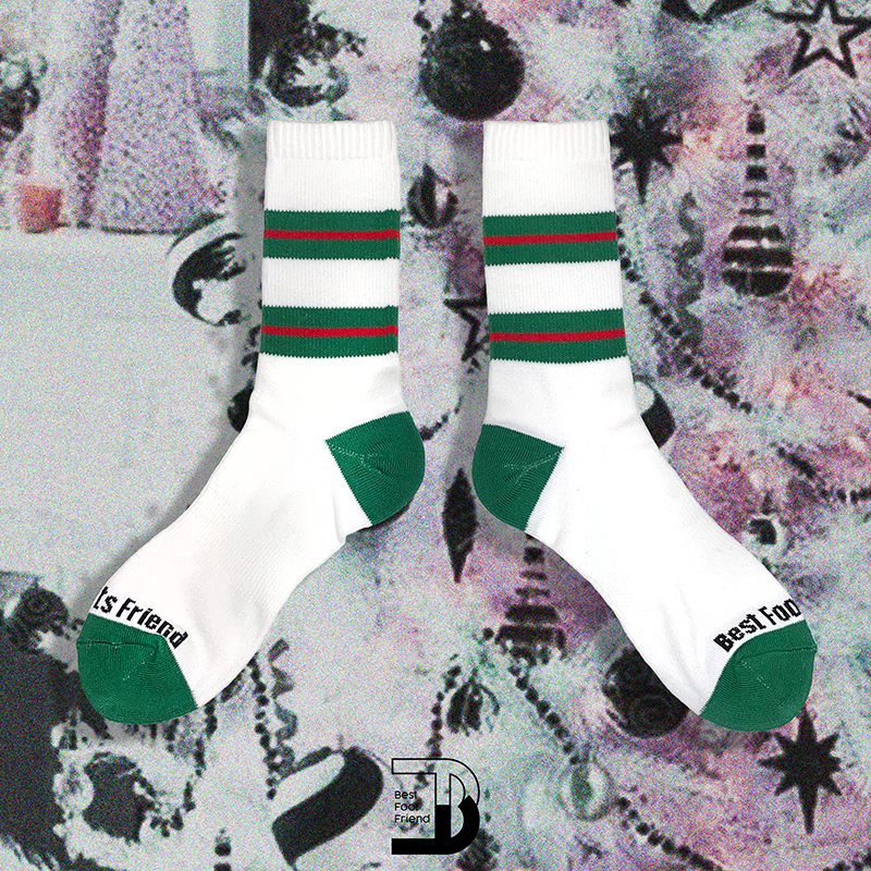 【BFF】白色拚色雙線條襪_BF190007_白