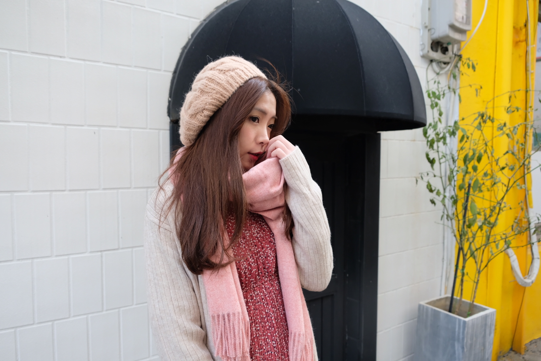 慵懶系極柔觸感軟綿素色圍巾