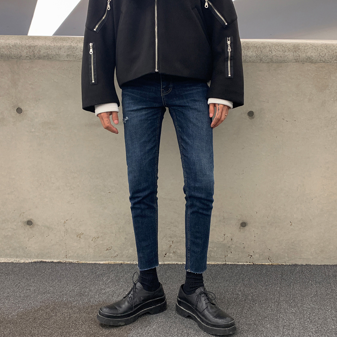 不修邊九分牛仔褲 / L / 不提供退換貨