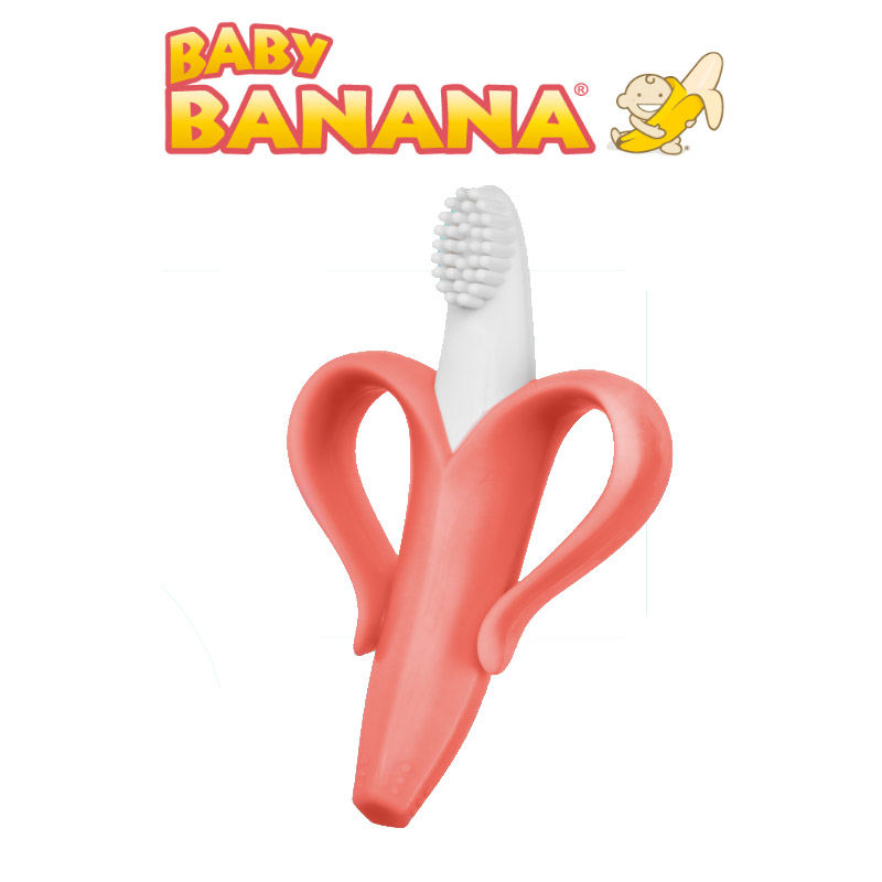 美國Baby Banana Brush 心型香蕉牙刷/牙刷固齒器 -珊瑚紅