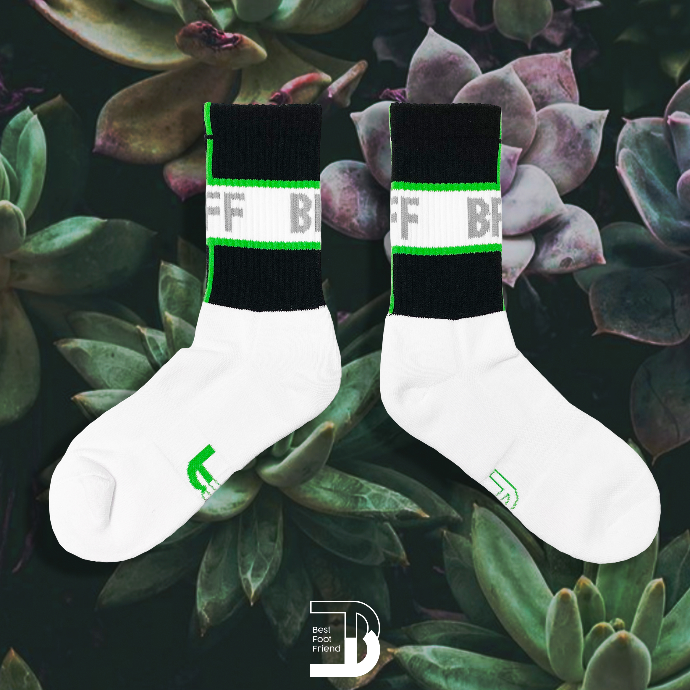 BF190015-02-F 白色撞色LOGO襪