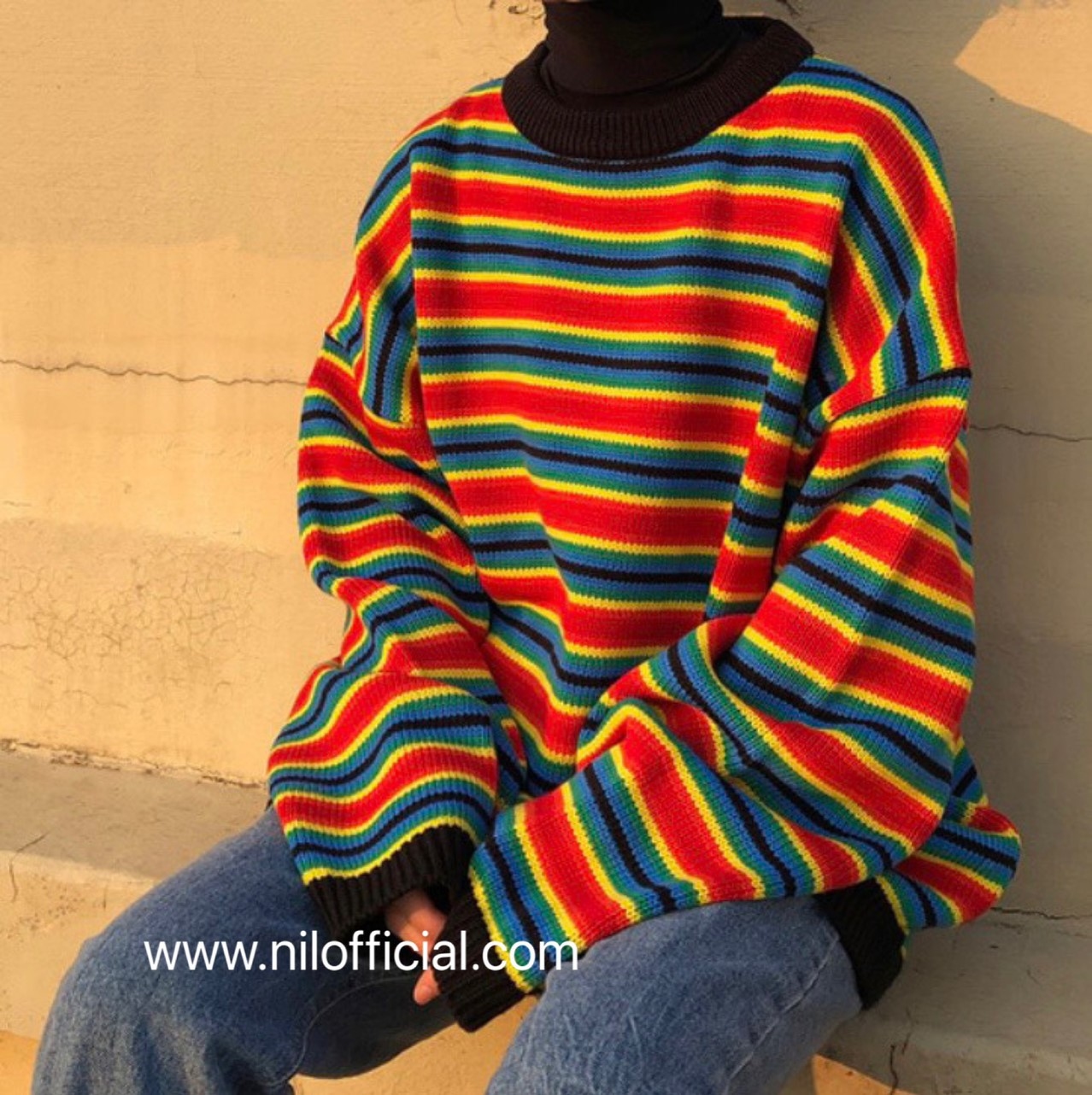 韓國 E.S 質感簡約漸層條紋針織長袖