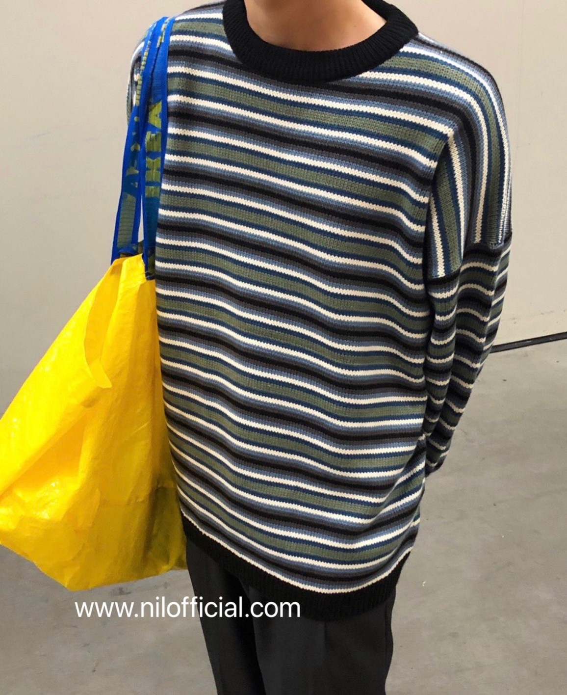 韓國 E.S 質感簡約漸層條紋針織長袖