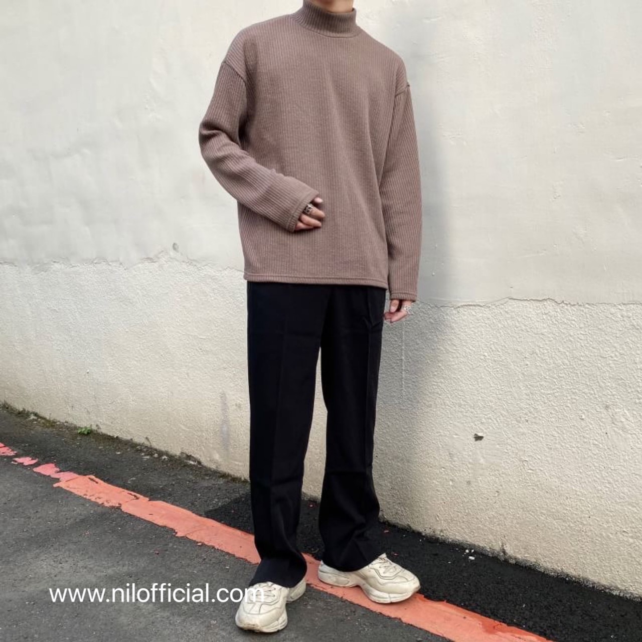 韓國小高領粗針織上衣 毛衣