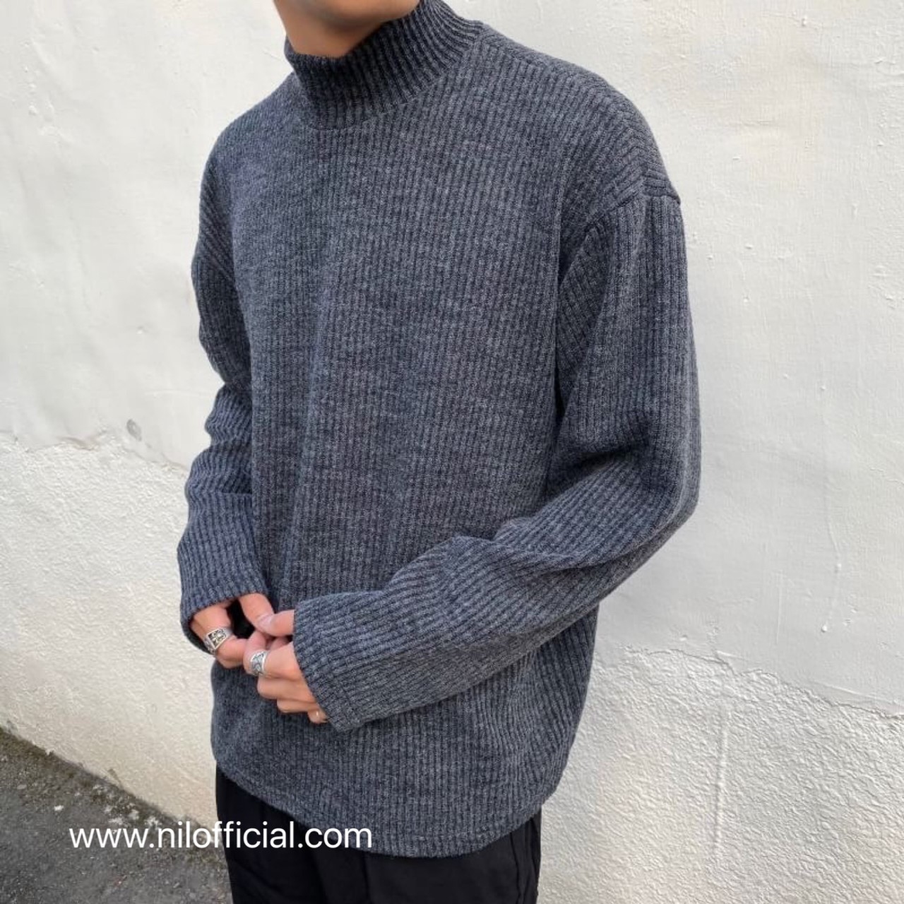 韓國小高領粗針織上衣 毛衣