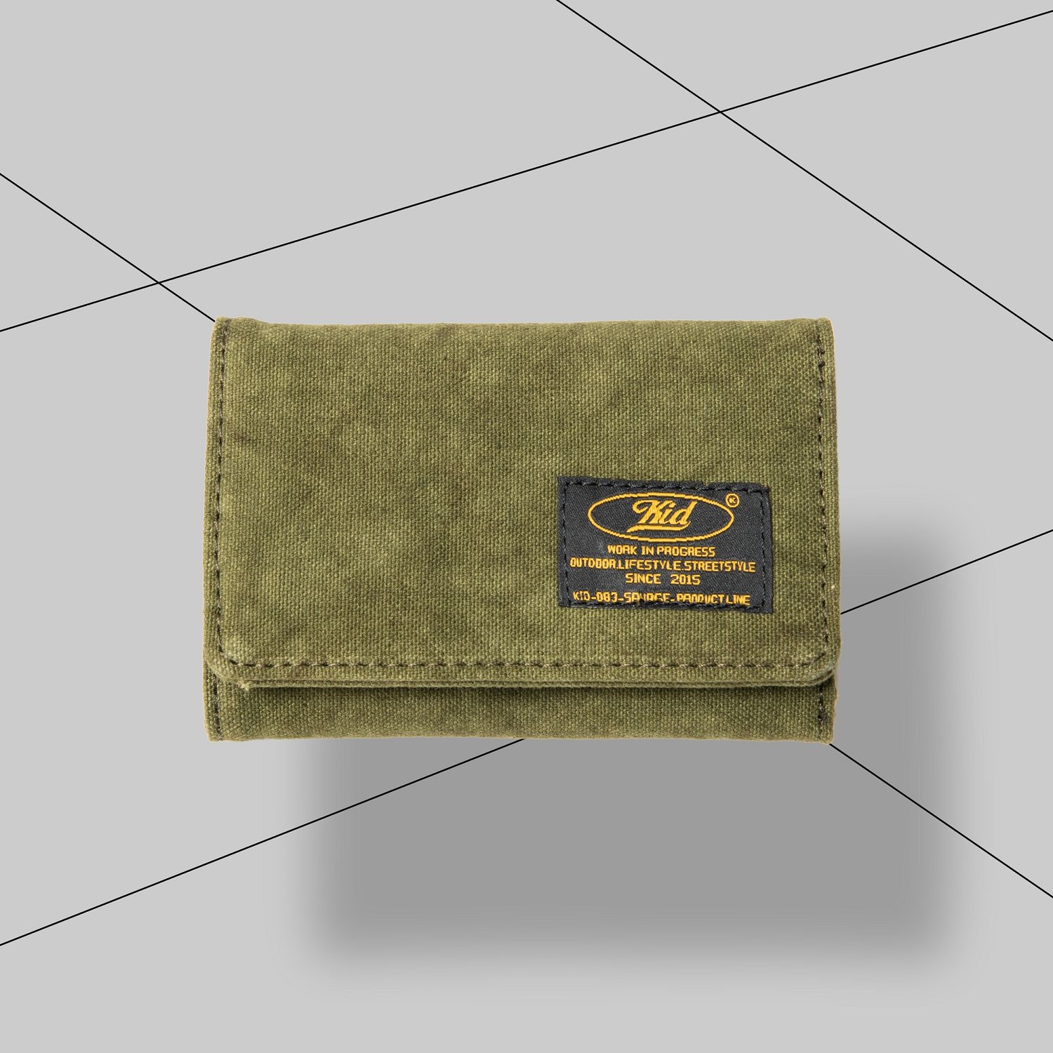 KID ® 野人水洗軍綠帆布系列 - 三折式錢夾