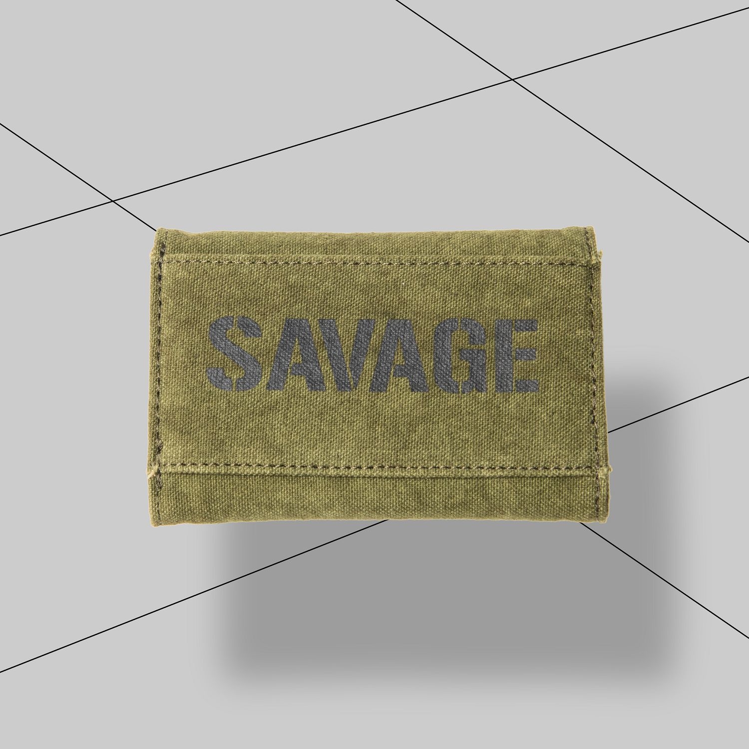 KID ® 野人水洗軍綠帆布系列 - 三折式錢夾