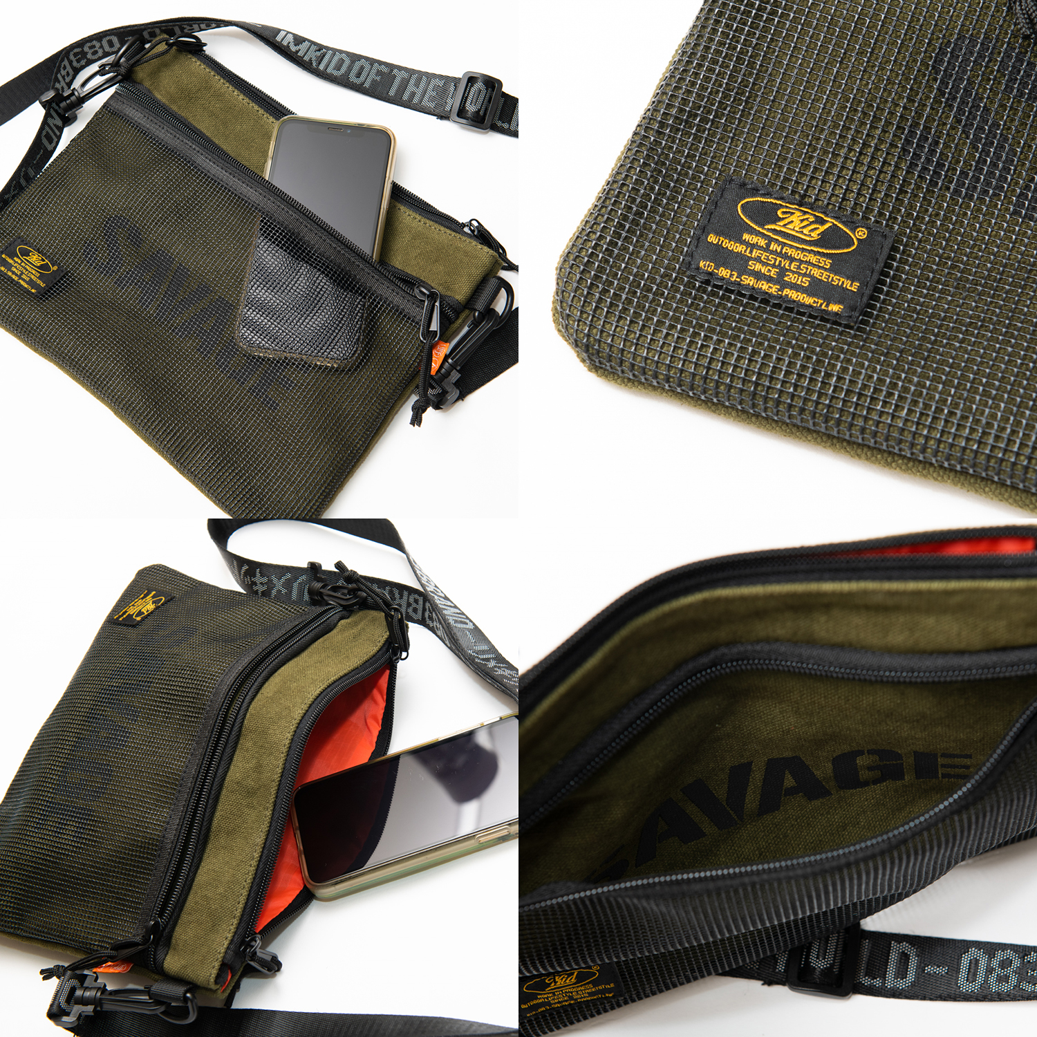 KID ® 野人水洗軍綠帆布系列 - 腰掛肩背包