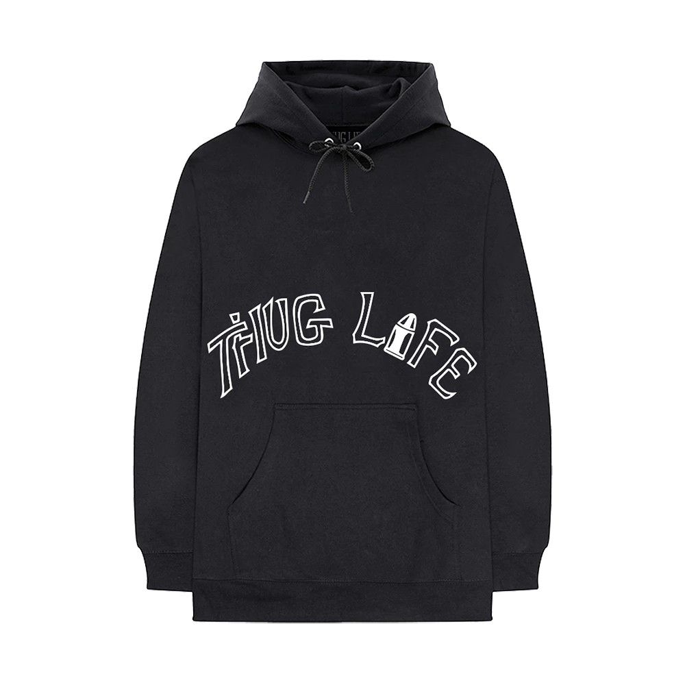 2Pac 傳奇饒舌歌手 Thug Life Tattoo 黑色刷毛帽TEE