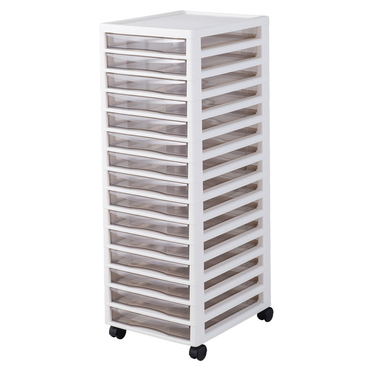 【日本JEJ ASTAGE】Aplos小物收納櫃 B4-淺型15層附輪/落地型/辦公文件抽屜櫃