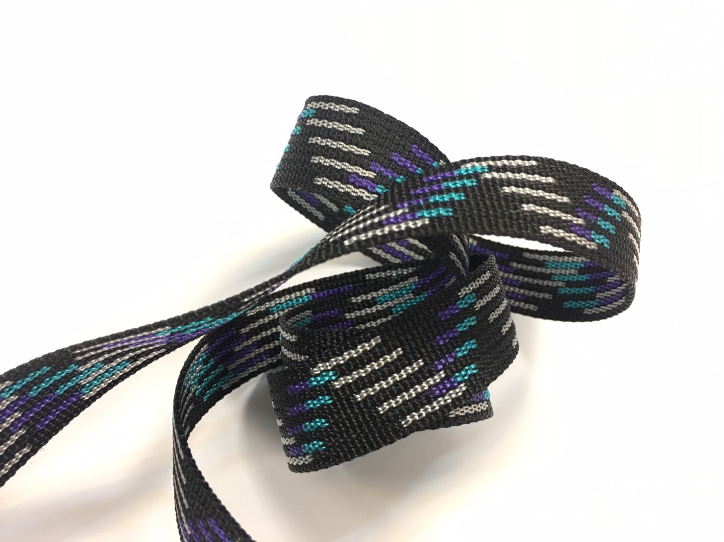 節奏幾何風格刺繡/厚磅提把織帶/20mm