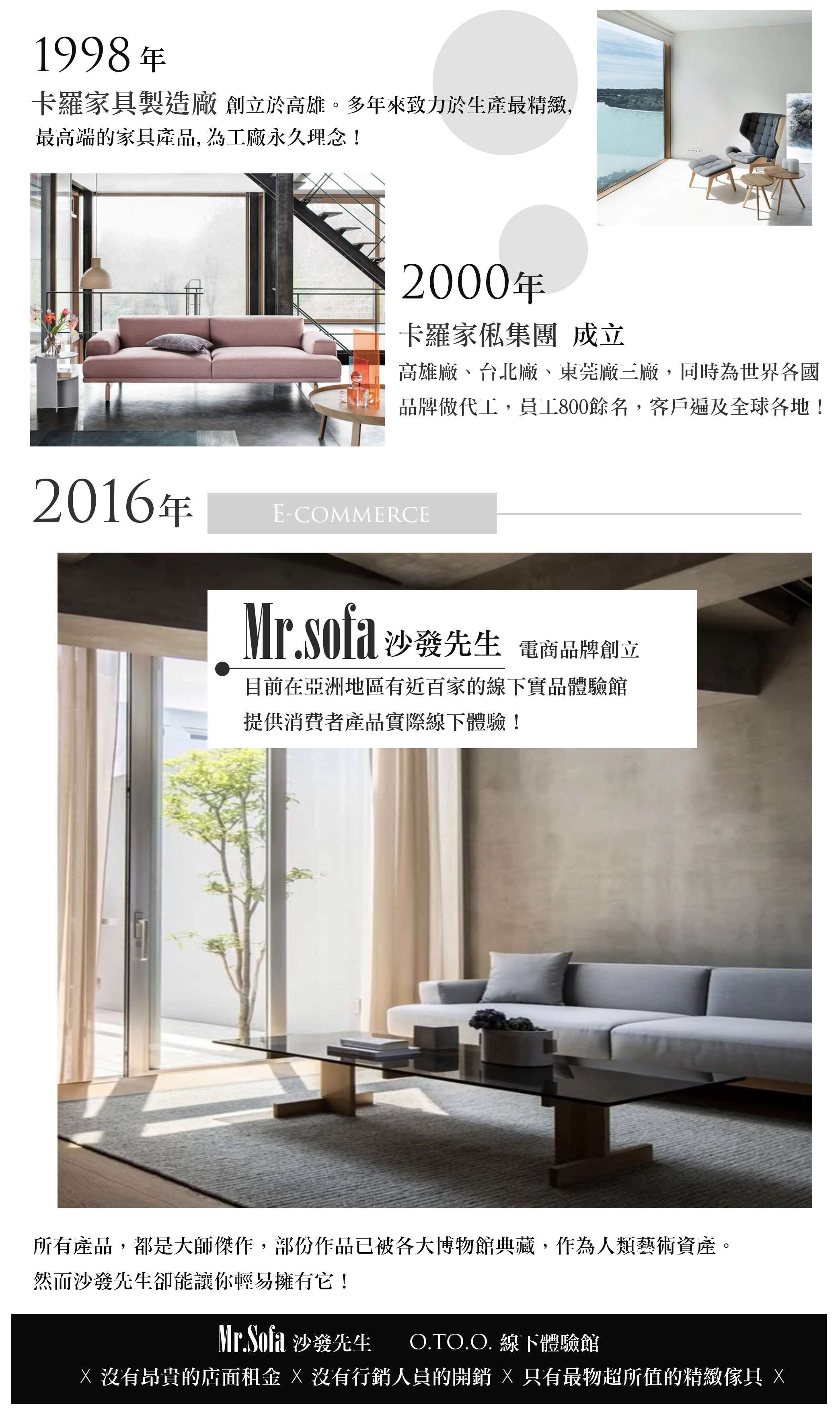 創立於高雄,多年來致力於生產最精緻最高端的沙發,為工廠永久理念