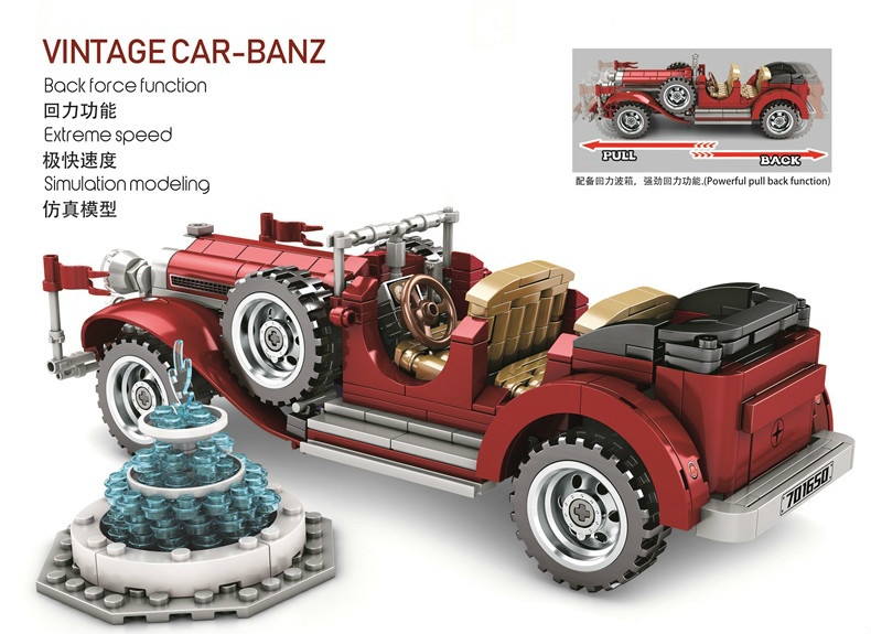 617PCS Technic Vintage Car-Banz Racing Car Building Blocks Set NO BOX SB701650