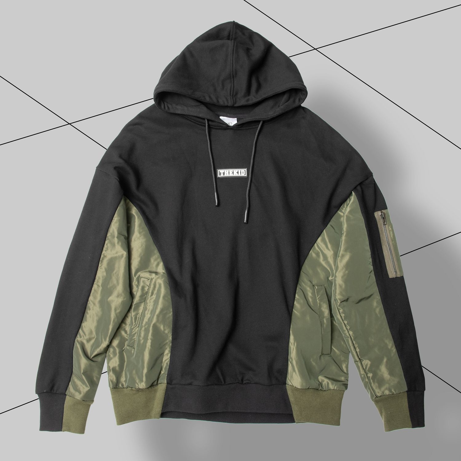 KID ® MA1拼接帽T 綠黑