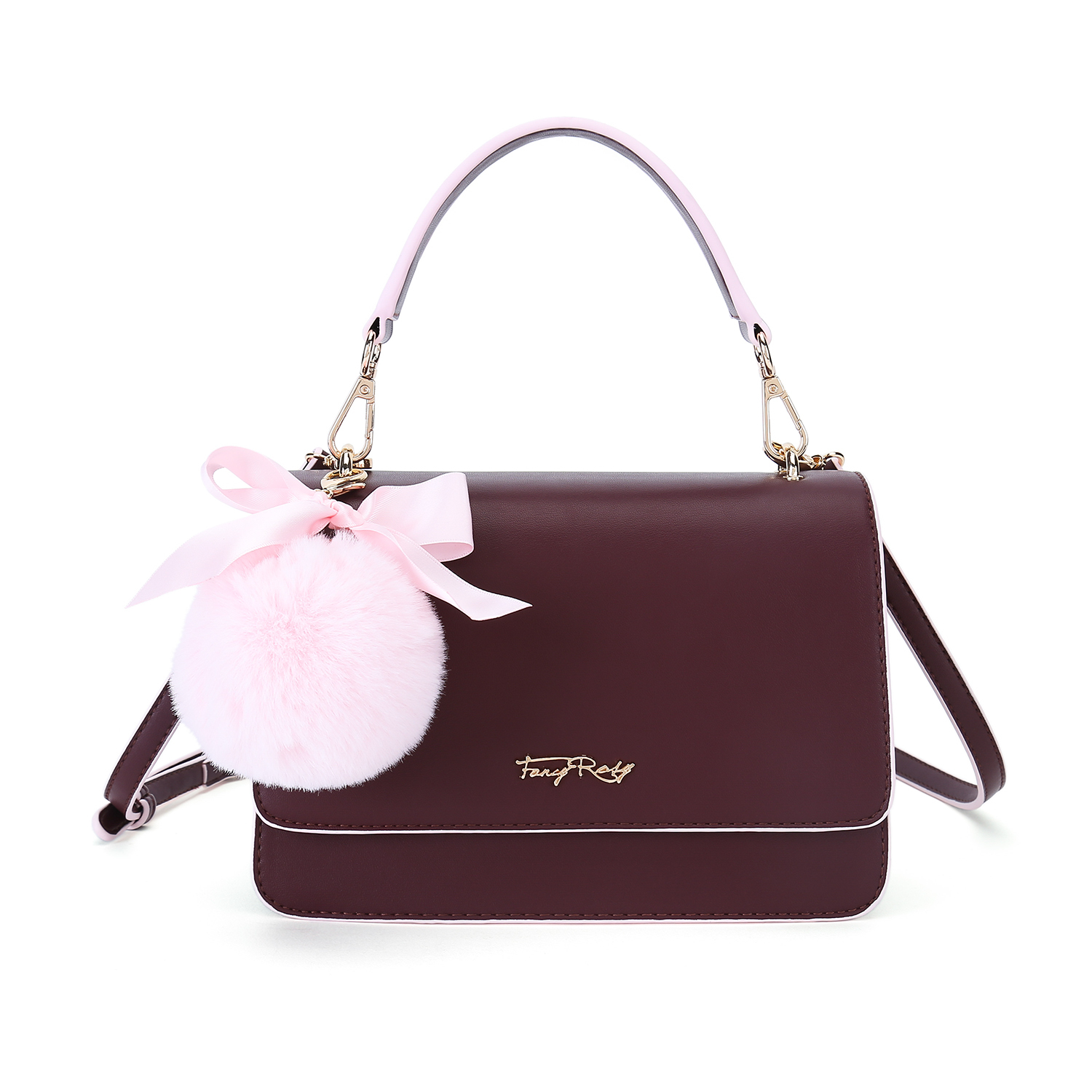 Fancy Bow Bow Pom Pom Key Ring Shoulder Bag