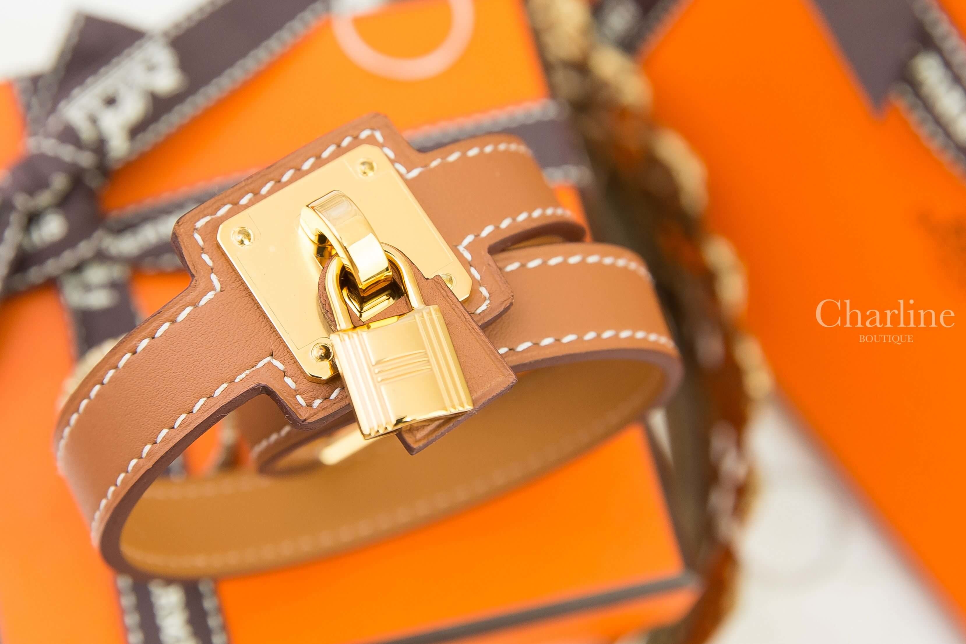 Hermès O'Kelly Bracelet 焦糖色金釦手環
