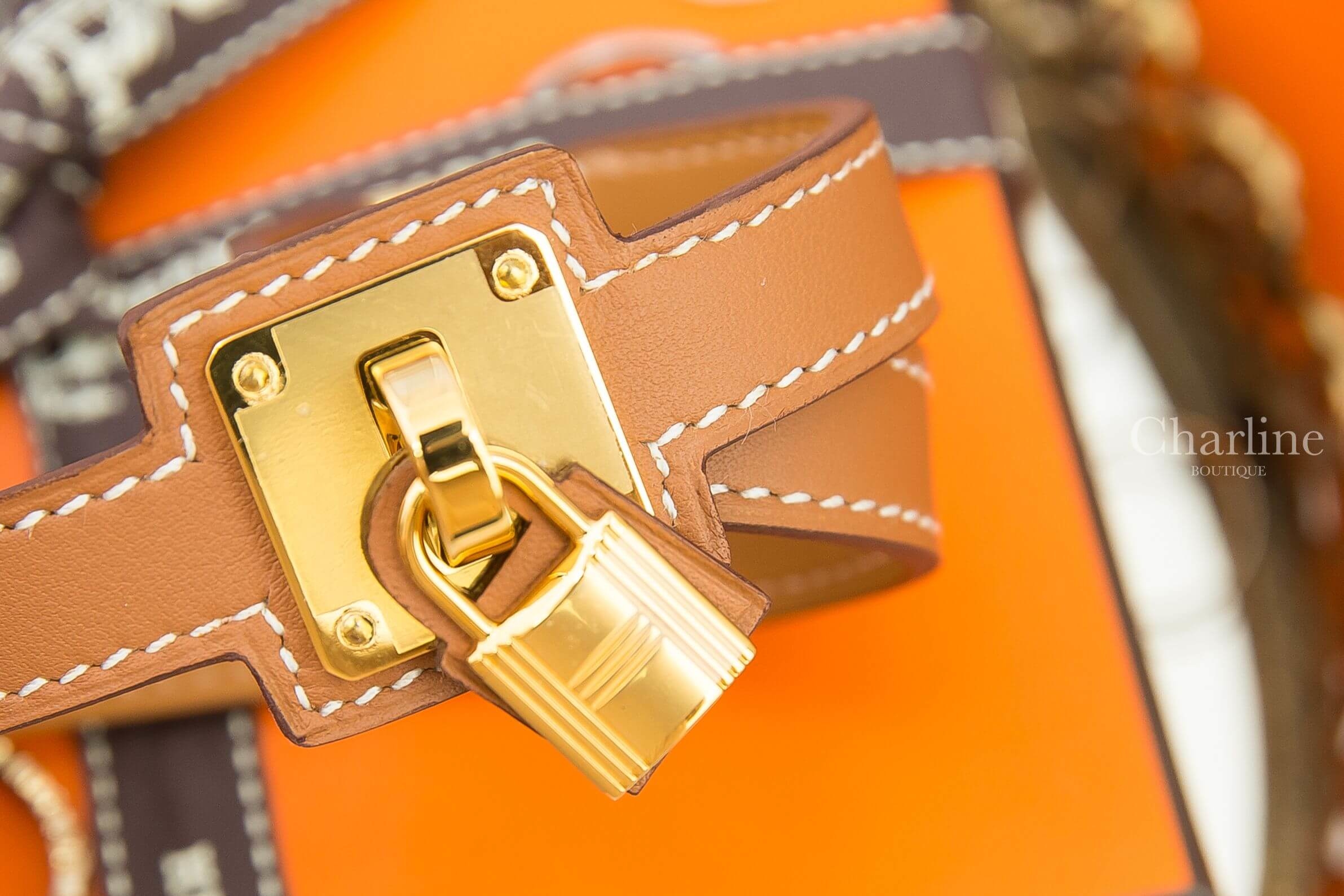 Hermès O'Kelly Bracelet 焦糖色金釦手環
