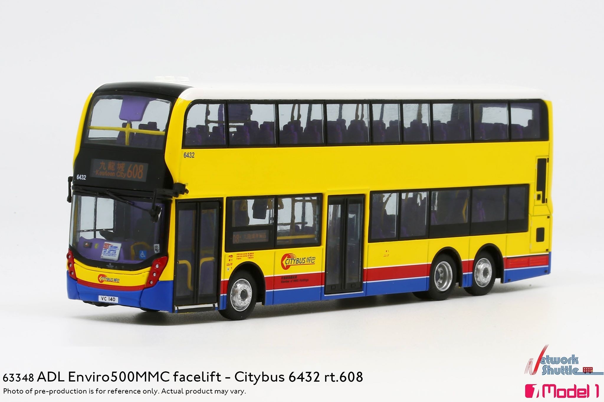 1/76 城巴 ADL E500MMC Facelift 12.8m 6432 VC140 @ 九龍城 608 金屬 巴士 模型 (63348)