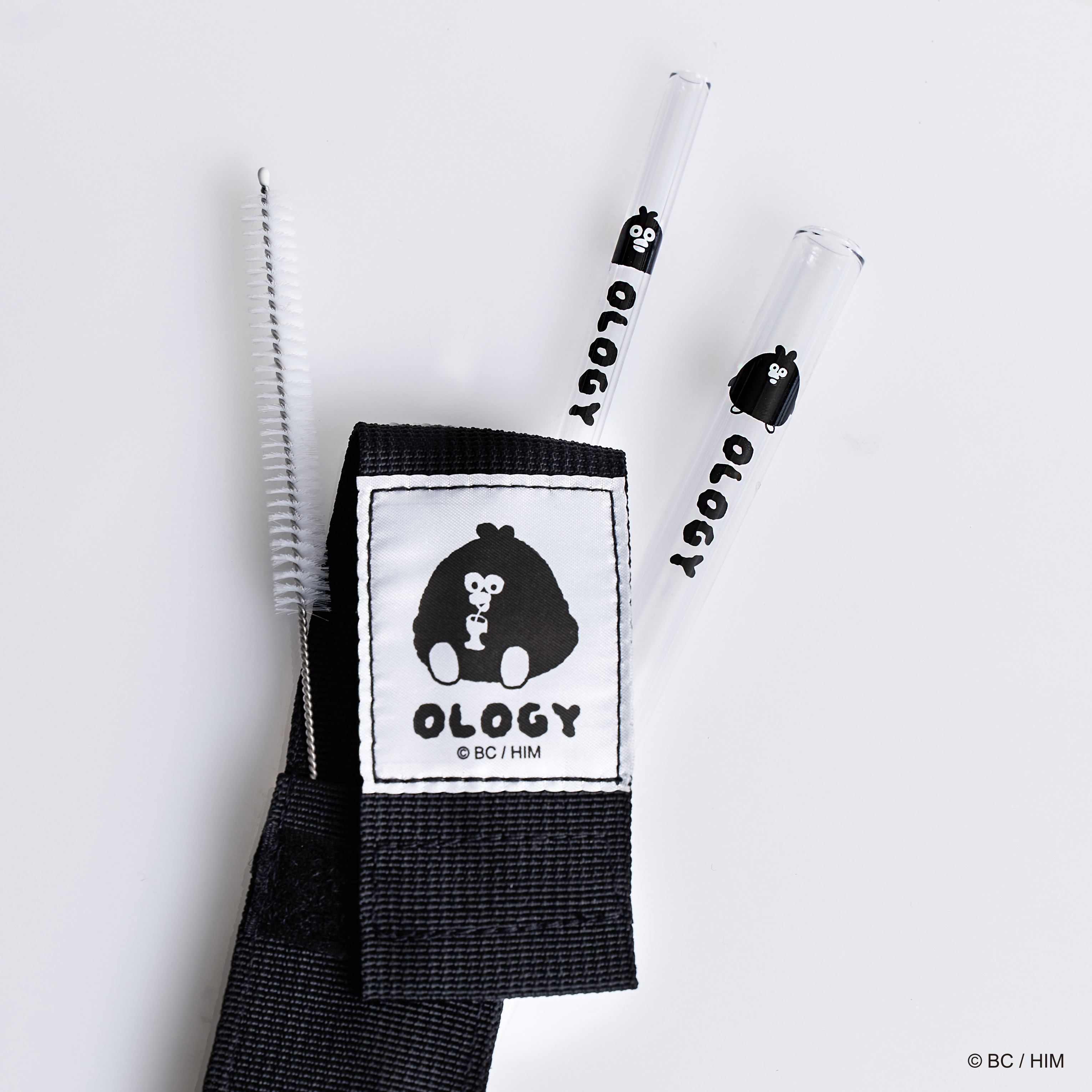 【奧樂雞，喝起來！】 玻璃吸管攜帶組（含1粗1細玻璃吸管＋專屬帆布袋＋清潔刷）掰掰啾啾