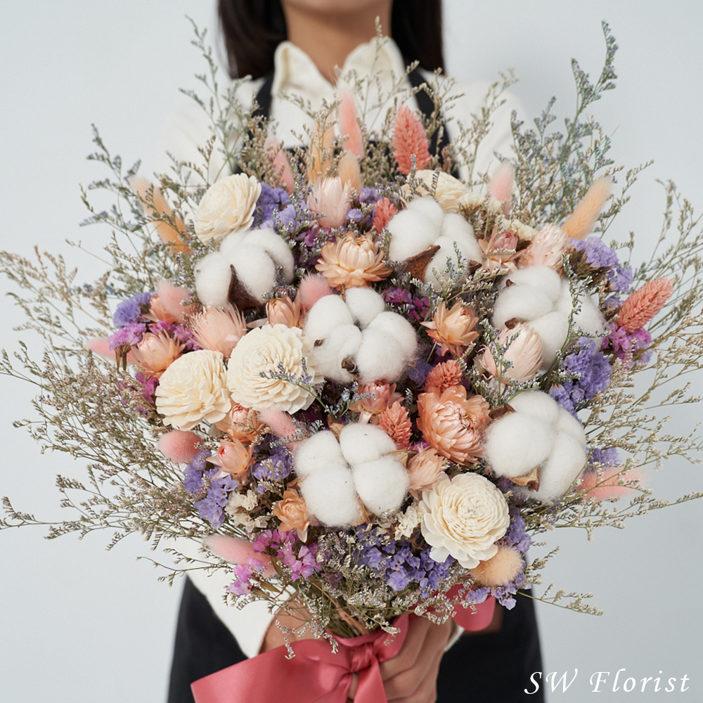 ｜新娘捧花 婚紗捧花 乾燥花 經典款 田園鄉村風｜放射形 人氣款式