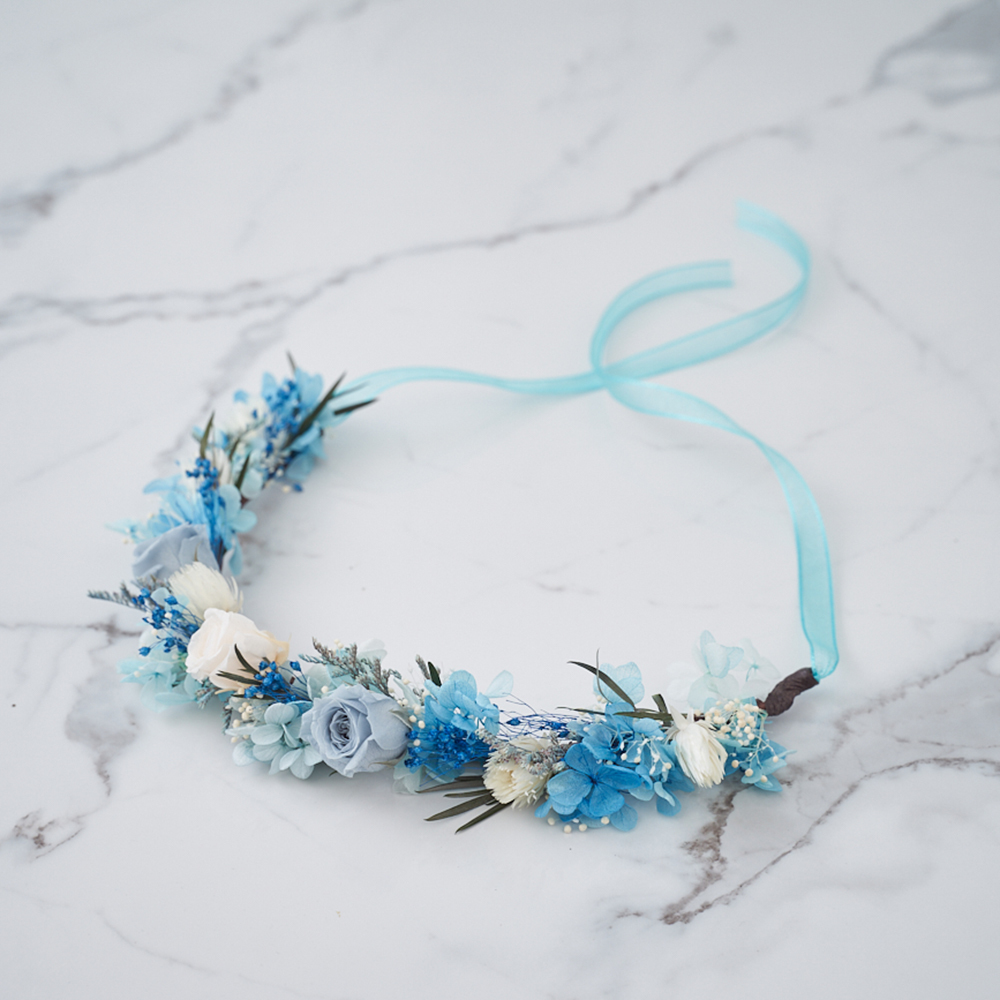 ｜不凋花頭冠花 新娘頭冠花 夢幻公主 蔚藍海洋｜婚禮周邊 新娘配件