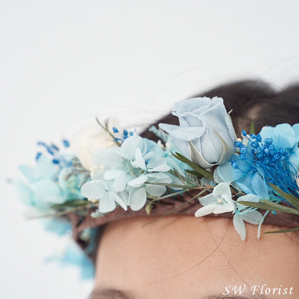 ｜不凋花頭冠花 新娘頭冠花 夢幻公主 蔚藍海洋｜婚禮周邊 新娘配件