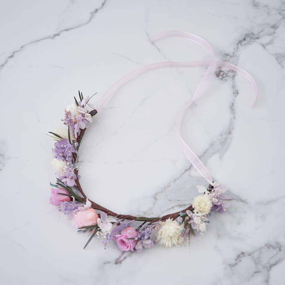 ｜不凋花頭冠花 新娘頭冠花 夢幻公主 神秘粉紫｜婚禮周邊 新娘配件