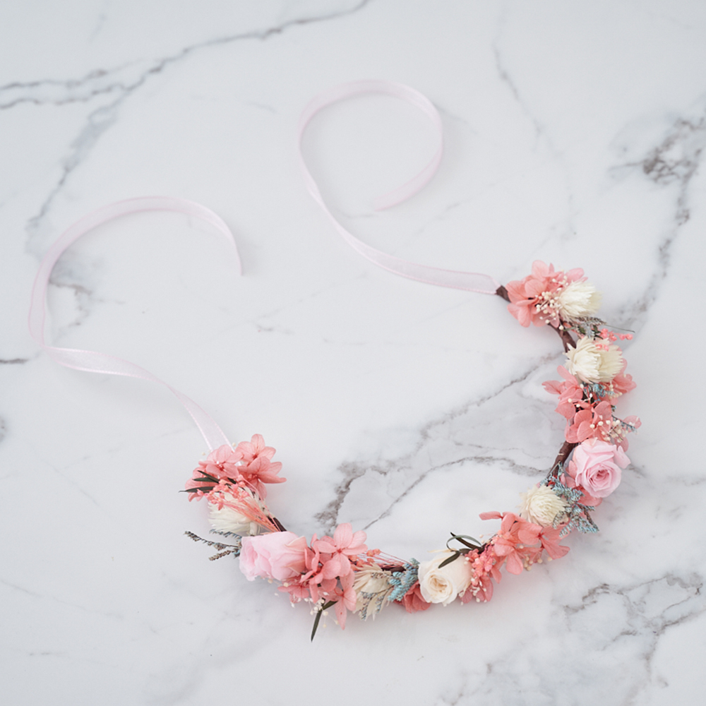 ｜不凋花頭冠花 新娘頭冠花 夢幻公主 活力珊瑚色｜婚禮周邊 新娘配件