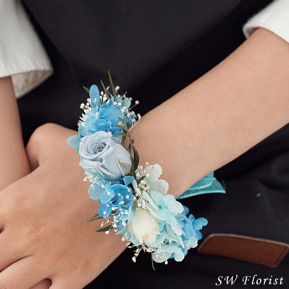 ｜不凋花手腕花 新娘手腕花 夢幻公主 蔚藍海洋｜婚禮周邊 新娘配件｜